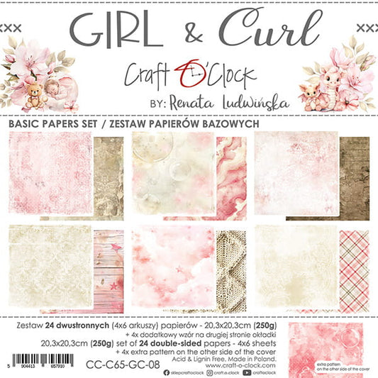 Craft o`clock - Girl & Curl 8x8" basic