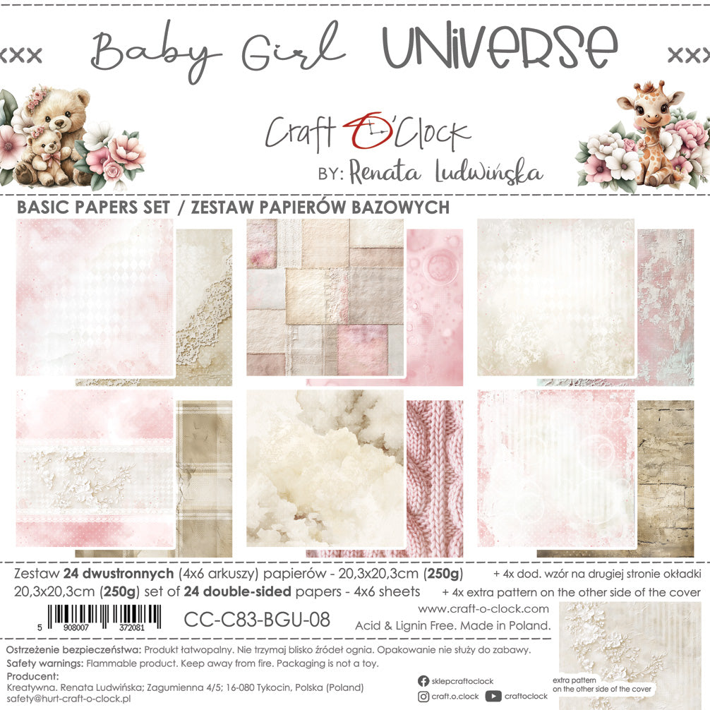 Craft o`clock - Baby Girl Universe 8x8" basic
