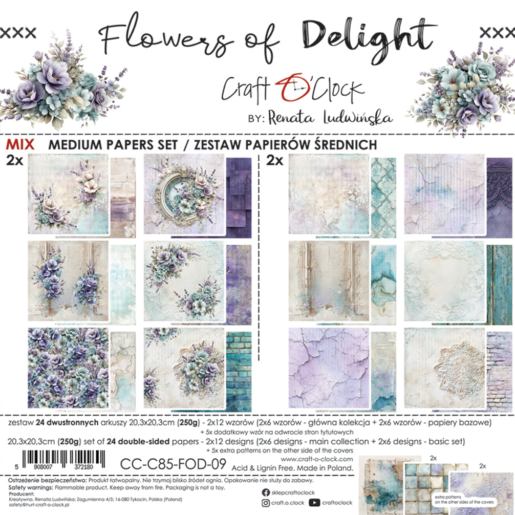 Craft o`clock - Flowers of delight 8x8" mix