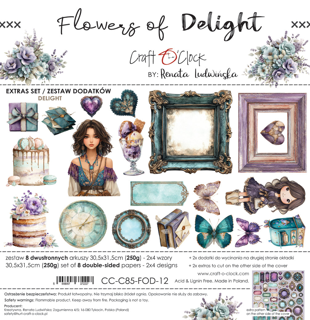 Craft o`clock - Flowers of Delight - klippeblokk 12x12"-  mix