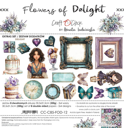 Craft o`clock - Flowers of Delight - klippeblokk 12x12"-  mix