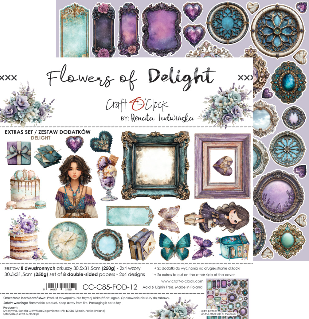 Craft o`clock - Flowers of Delight - klippeblokk 12x12"-  mix
