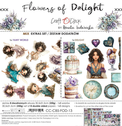 Craft o`clock - Flowers of Delight - klippeblokk 12x12"-  mix