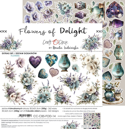 Craft o`clock - Flowers of Delight - klippeblokk 12x12"-  flowers