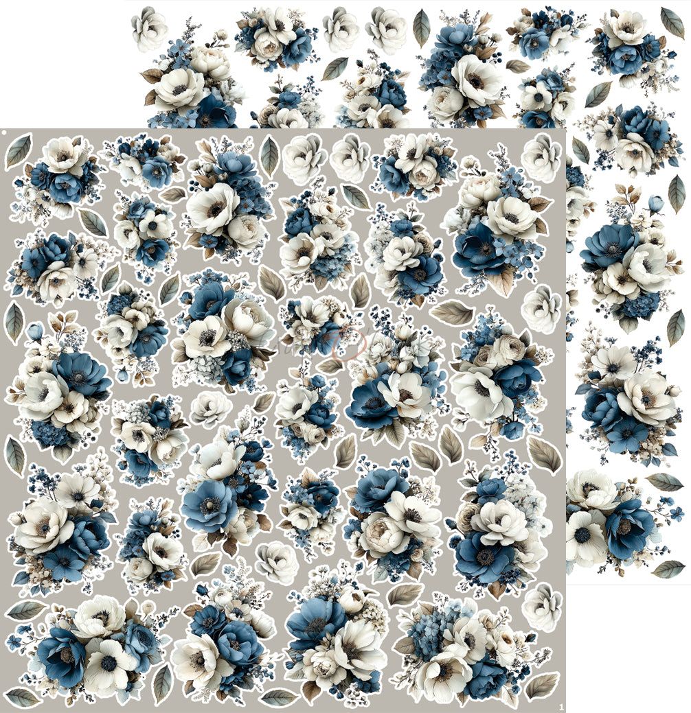 Craft o`clock - Mr & Mrs Elegance  - klippeblokk 12x12"-  flowers