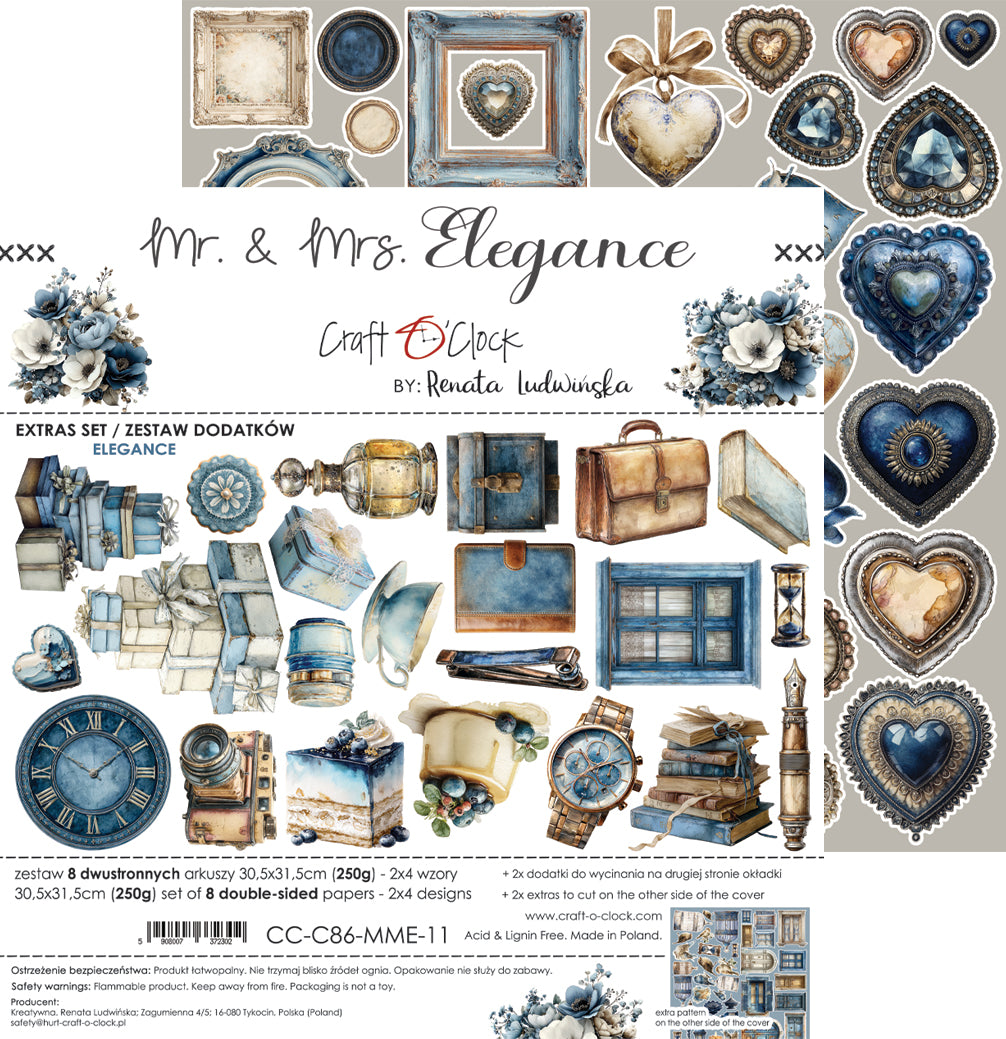 Craft o`clock - Mr & Mrs Elegance  - klippeblokk 12x12"-  flowers