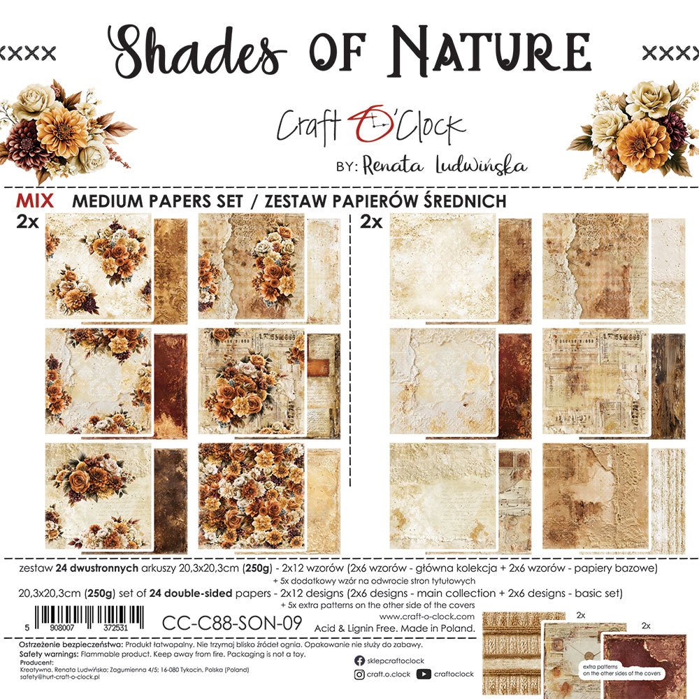 Craft o`clock - Shades of nature 8x8" mix