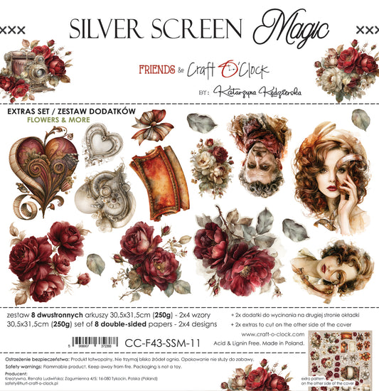 Craft o`clock - Silver Screen Magic  - klippeblokk 12x12"-  flowers
