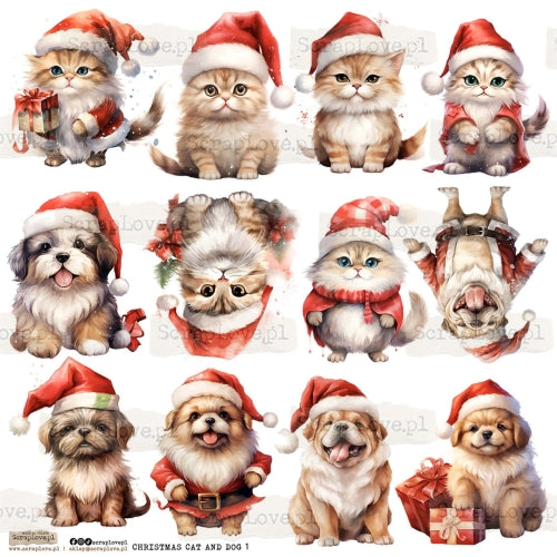 Scraplove - Christmas Cat and Dog  1 - klistermerker