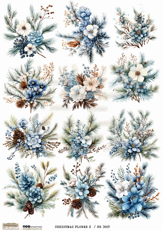 Utklippsark A4 - Christmas Flowers 2