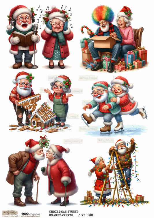 Utklippsark A4 - Christmas Funny Grandparents