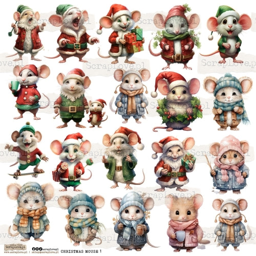 Scraplove - Christmas Mouse 1  - klistermerker