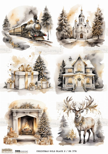 Utklippsark A4 - Christmas Gold Black 2