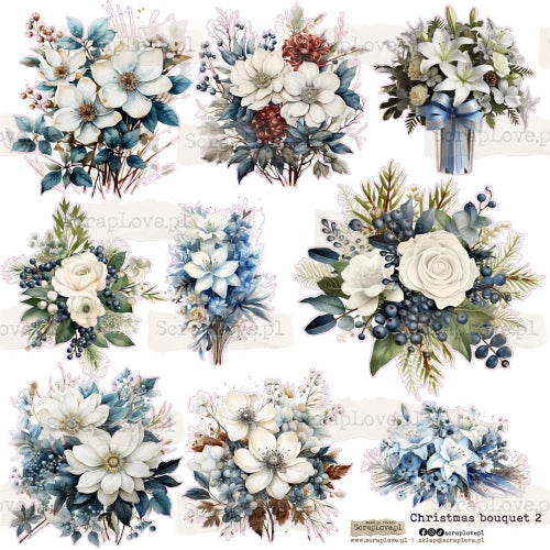 Scraplove - Christmas bouquet 2  - klistermerker