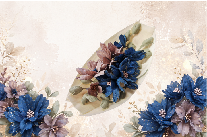 Midnight Indigo Elegance -  stoff blomster