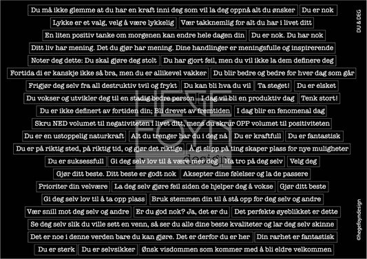 Hege Foyn  - Du og Deg - klistermerke svart A5