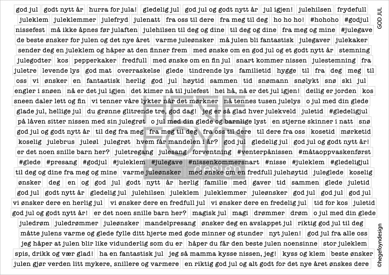 Hege Foyn  - God Jul - klistermerke hvitt