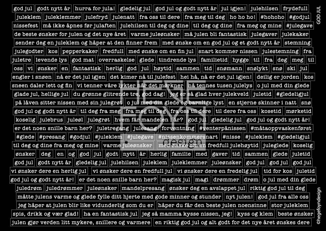 Hege Foyn  - God Jul - klistermerke svart