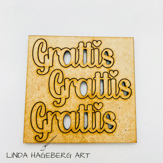 LindaHagebergArt - Chipboard HDF - Grattis 02
