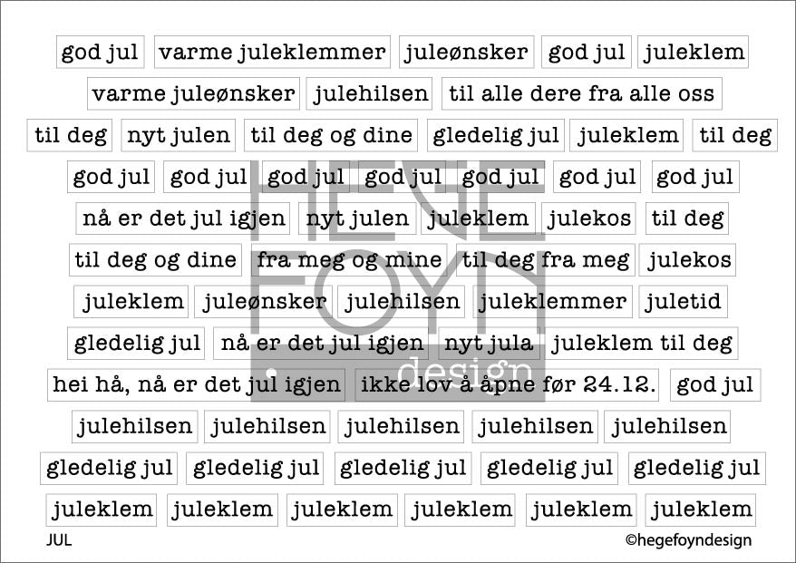 Hege Foyn  - Jul - klistermerke hvitt A6