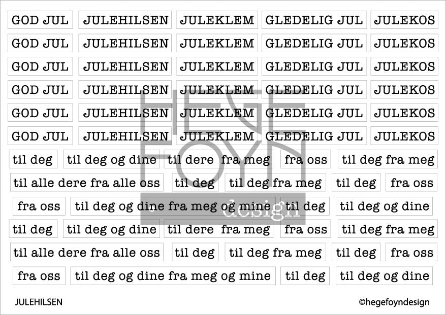 Hege Foyn  - Julehilsen - klistermerke hvitt A6