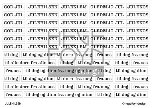 Hege Foyn  - Julehilsen - klistermerke hvitt A6