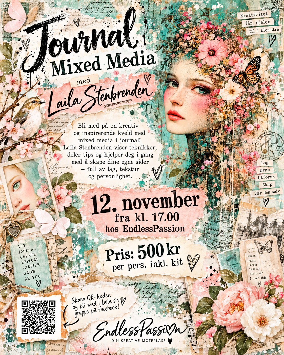Journal Mixed Media med Laila Stenbrenden | 12. november