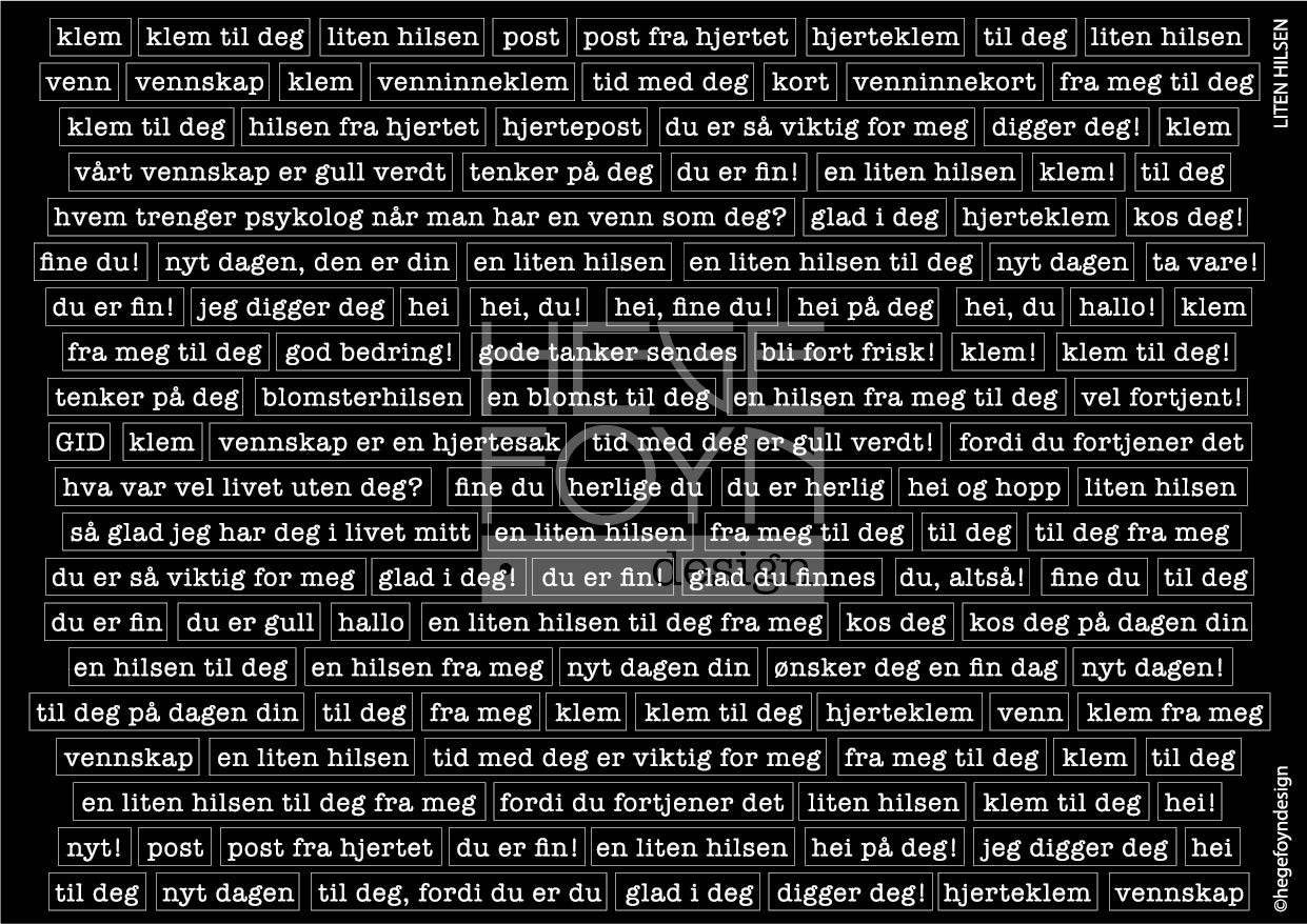 Hege Foyn  - Liten hilsen - klistermerke svart