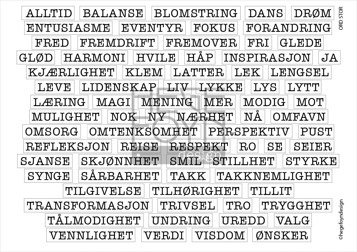 Hege Foyn  - Ord store - klistermerke hvitt