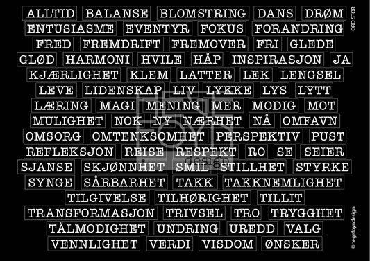 Hege Foyn  - Ord store - klistermerke svart