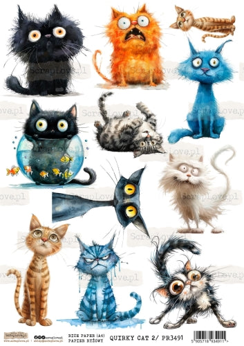 Utklippsark A4 - Quirky cat 2