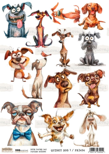 Utklippsark A4 - Quirky Dog 1