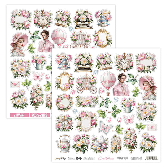 Scrapboys - Sweet Peonies - klippeark 12x12"