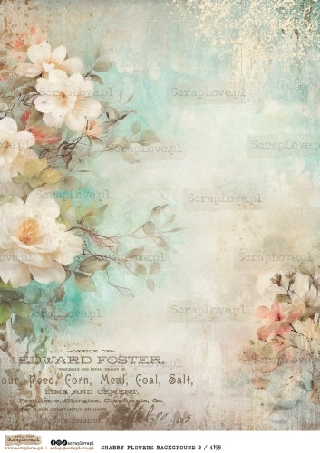 Utklippsark A4 - Shabby Flowers Background 1