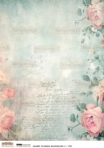 Utklippsark A4 - Shabby Flowers Background 4