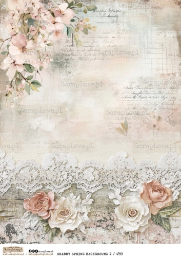Utklippsark A4 - Shabby Spring Background 2