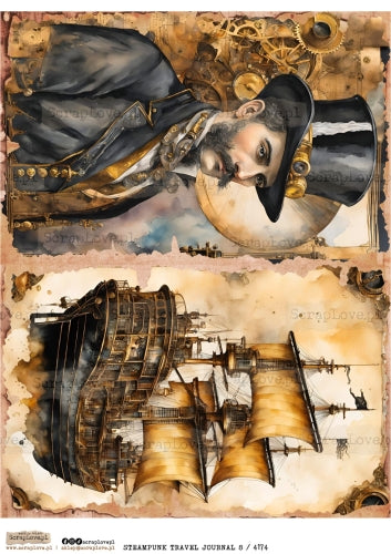Utklippsark A4 - Steampunk Travel Journal 8