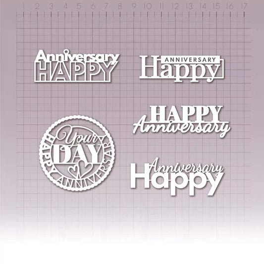 MyCraftime- Chipboard - Innskripsjon - Happy Aniversary