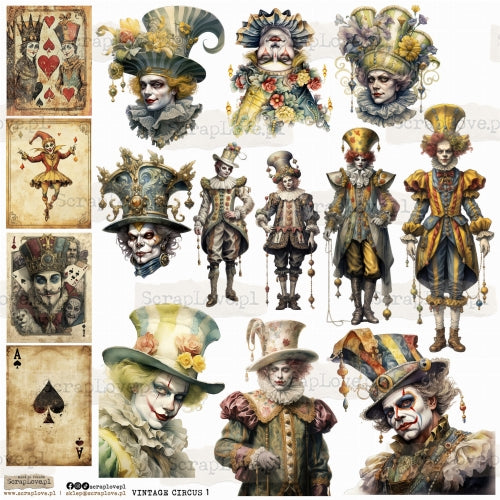 Scraplove - Vintage Cirkus 01- klistermerker