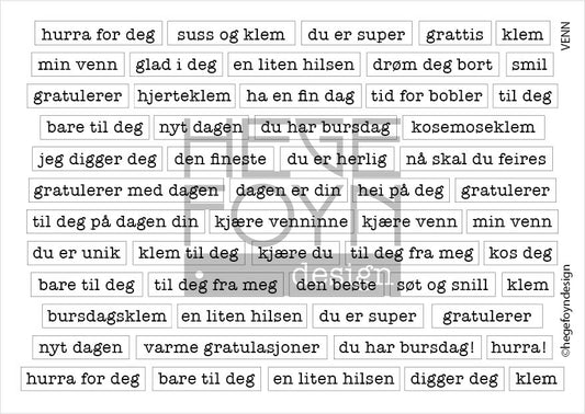 Hege Foyn  - Venn- klistermerke hvitt A6