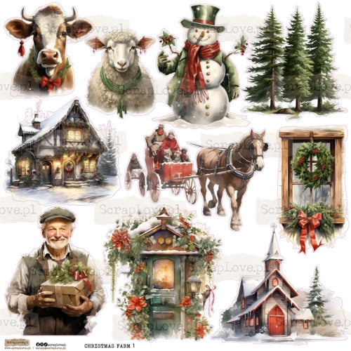 Scraplove - Christmas Farm 1 - klistermerker