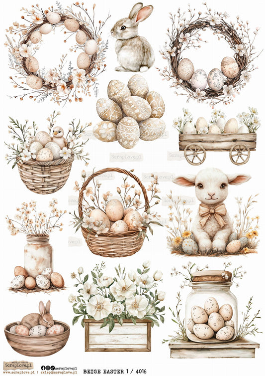 Utklippsark A4  - Beige Easter 1