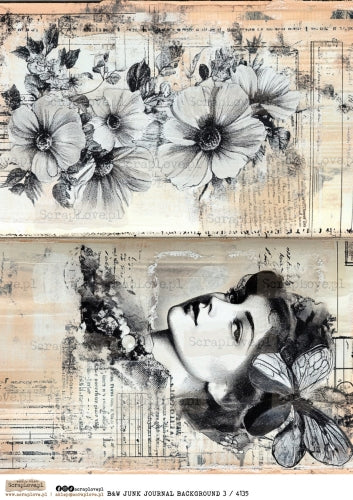 Utklippsark A4 - Junk Journal background 3