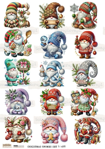 Utklippsark A4 - Christmas Gnomes set 1