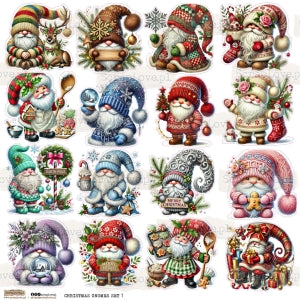 Scraplove - Christmas Gnomes set 1  - klistermerker