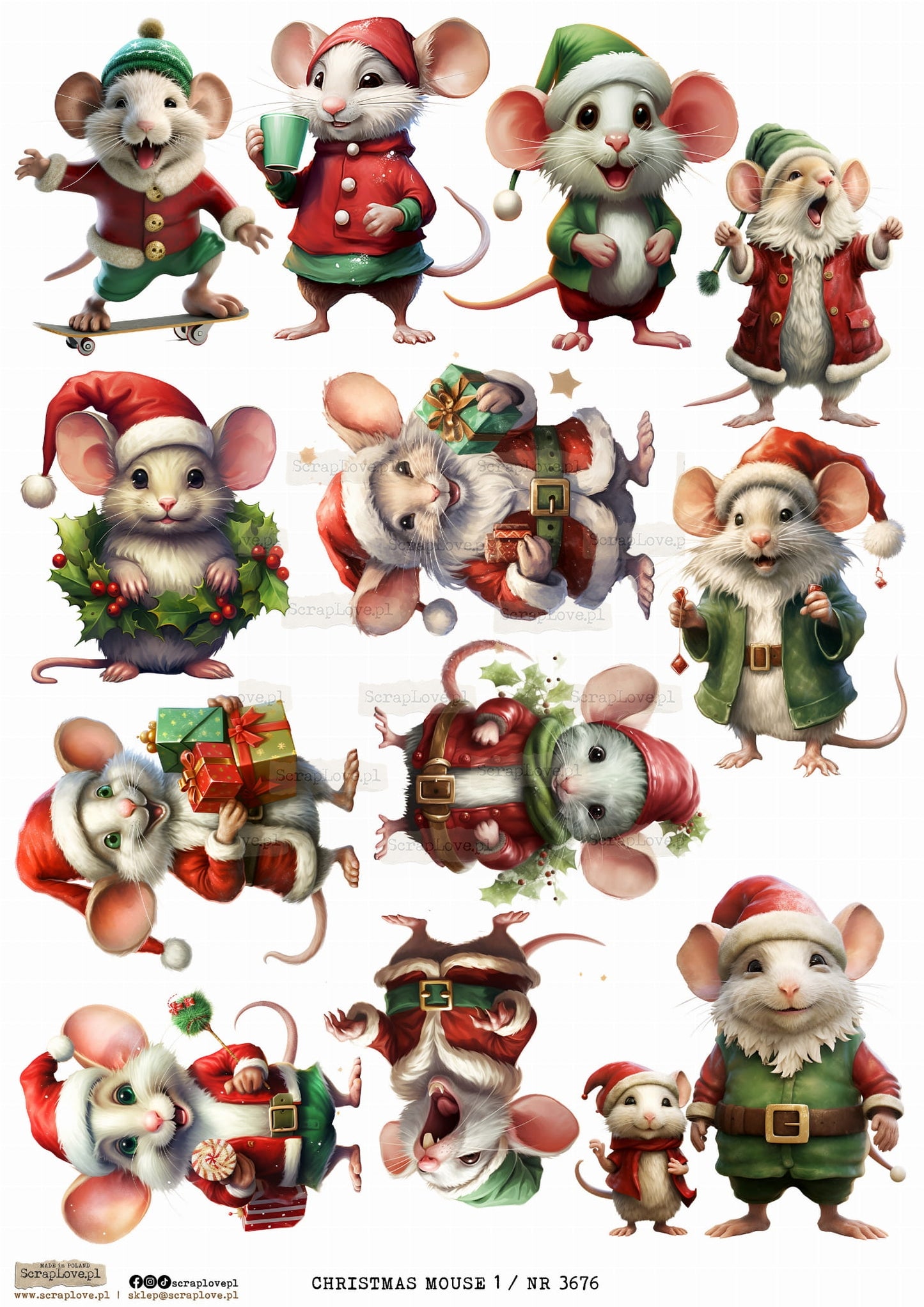 Utklippsark A4 - Christmas Mouse 1