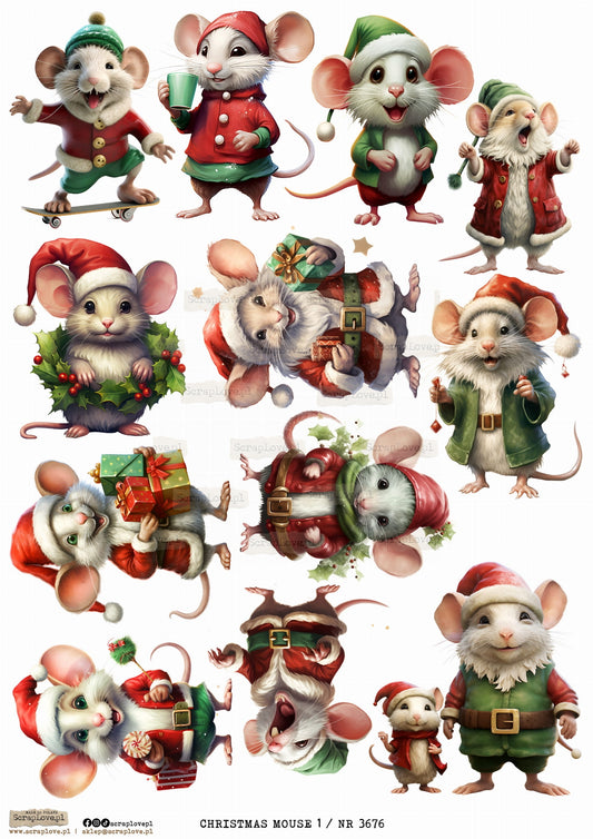 Utklippsark A4 - Christmas Mouse 1