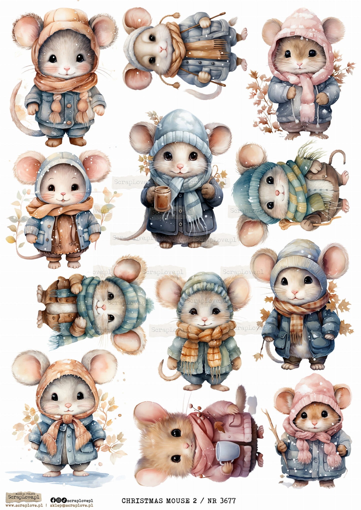 Utklippsark A4 - Christmas Mouse 2