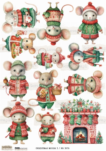 Utklippsark A4 - Christmas mouse 3
