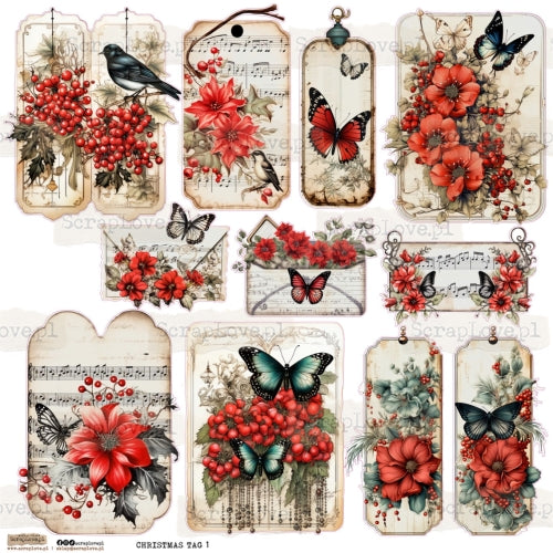 Scraplove - Christmas Tag 1 - klistermerker